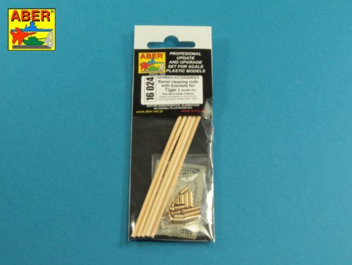 Aber Models Barrel cleaning rods with brackets for Tiger I -very early model 1240mm 1:16 (16024)