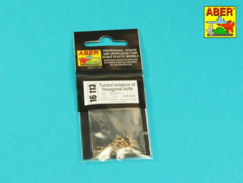 Aber Models Turned Hexagonal bolts (1,34x1,60mm) x 30 pcs. 1:16 (16 113)