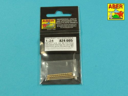 Aber Models Set of 2 cal .50 (12,7mm) standard barrels for US aircraft machine guns Browning M2 1:24 (A24 005)