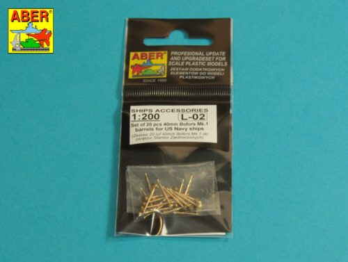 Aber Models Set of 20 pcs 40 mm Bofors Mk.1 barrels for US Navy ships 1:200 (RE-200 L02)