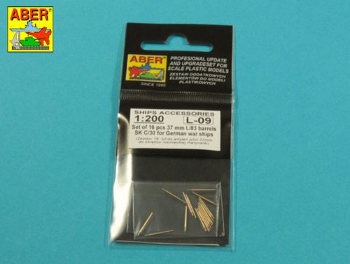 Aber Models Set of 16 pcs 37 mm L/83 barrels SK C/30 for German ships 1:200 (RE-200 L09)