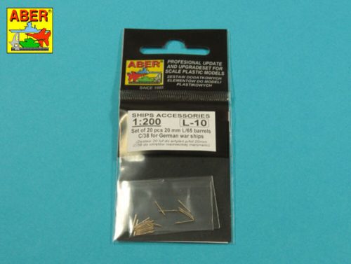 Aber Models Set of 20 pcs 20 mm L/65 barrels C/38 for German ships 1:200 (RE-200 L10)