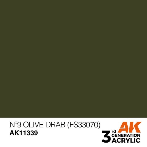 AK Interactive Nº9 Olive Drab (FS33070) Acrylic Paint 17 ml (AK11339)