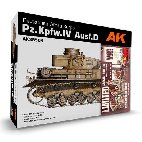 AK Interactive PZKPFWIV AUSFD AFRIKA KORPS +5 FIGURES GERMAN TANK CREW AFRIKA KORPS 1/35 1:35 (AK35504-B)