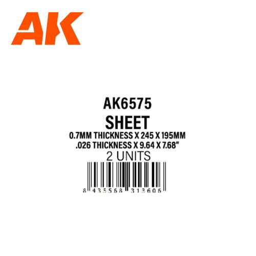 AK Interactive 07mmthickness x 245 x 195mm - STYRENE SHEET (AK6575)