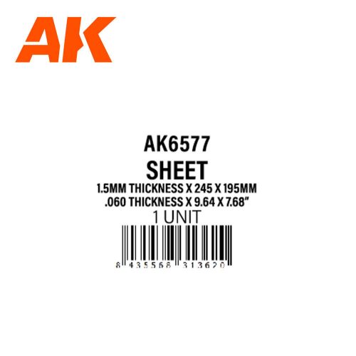 AK Interactive 15mmthickness x 245 x 195mm - STYRENE SHEET (AK6577)