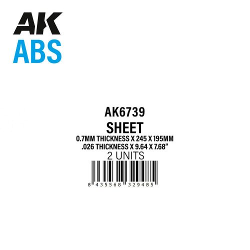 AK Interactive 07mm thickness x 245 x 195mm - ABS SHEET (AK6739)