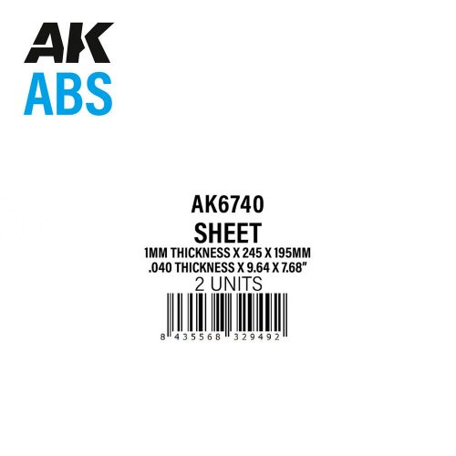 AK Interactive 1mm thickness x 245 x 195mm - ABS SHEET (AK6740)