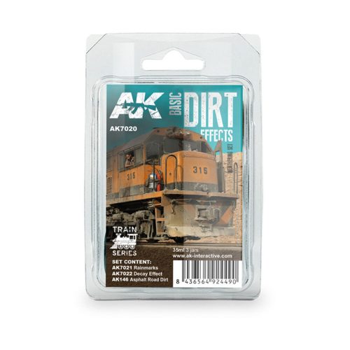 AK Interactive BASIC DIRT EFFECTS WEATHERING SET TRAIN SERIES (AK7020)