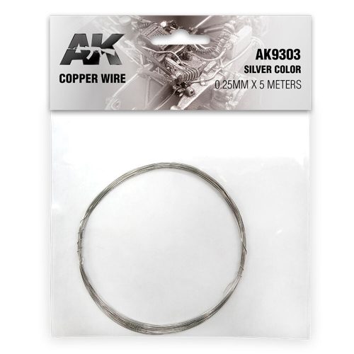 AK Interactive Copper Wire 025mm x 5 meters SILVER COLOR (AK9303)