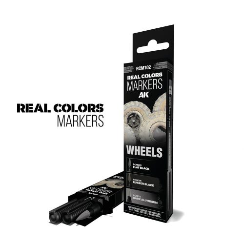 AK Interactive WHEELS - SET 3 REAL COLORS MARKERS (RCM102)