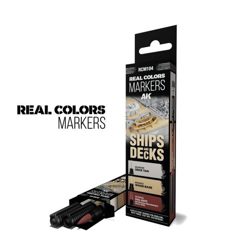 AK Interactive SHIPS & DECKS - SET 3 REAL COLORS MARKERS (RCM104)