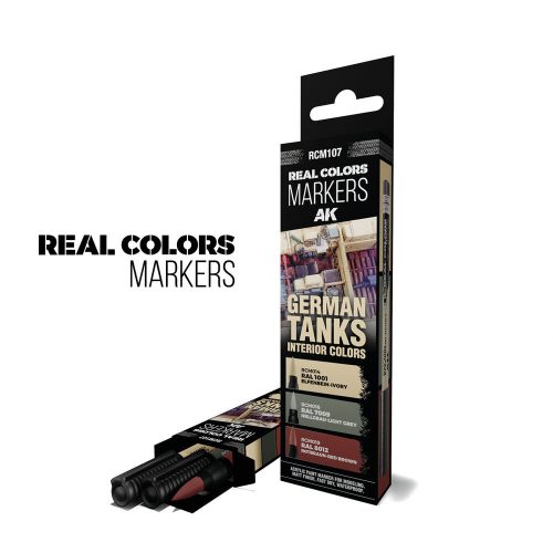 AK Interactive GERMAN TANKS INTERIOR COLORS - SET 3 REAL COLORS MARKERS (RCM107)