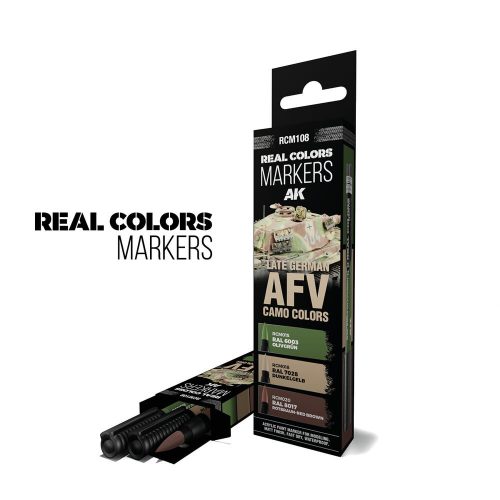 AK Interactive LATE GERMAN AFV CAMO COLORS - SET 3 REAL COLORS MARKERS (RCM108)