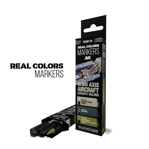 AK Interactive WWII AXIS AIRCRAFT COCKPIT COLORS - SET 3 REAL COLORS MARKERS (RCM110)