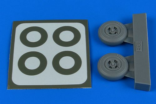 Aires Spitfire Mk.IX wheels (4-spoke) & paint masks for Eduard 1:48 (4801)