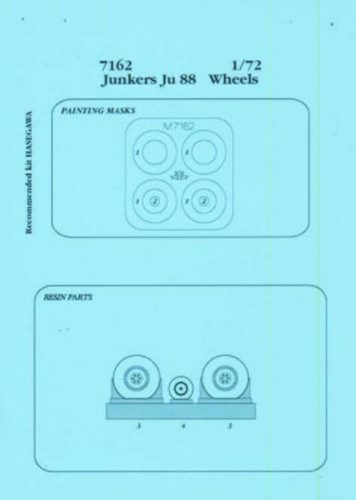 Aires Junkers Ju 88 Räder und Maskierfolie für Hasegawa-Bausatz 1:72 (7162)