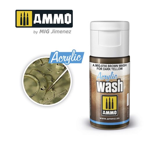 AMMO ACRYLIC WASH Brown Wash for Dark Yellow 15 ml (A.MIG-0700)