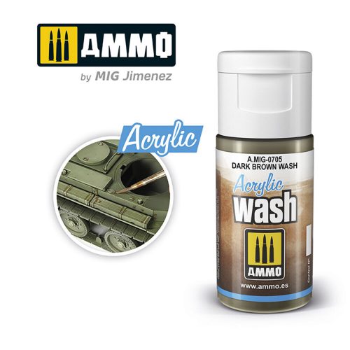 AMMO ACRYLIC WASH Dark Brown Wash 15 ml (A.MIG-0705)