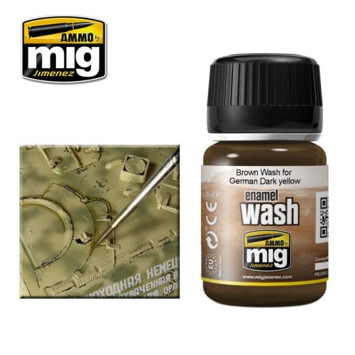 AMMO Brown ENAMEL WASH for German Dark Yellow 35 ml (A.MIG-1000)