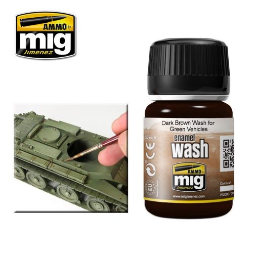 AMMO Dark Brown ENAMEL WASH for Green Vehicles 35 ml (A.MIG-1005)