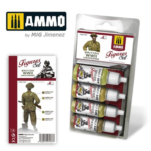 AMMO British WWII Uniforms Figures Set 4 x 17 ml (A.MIG-7033)