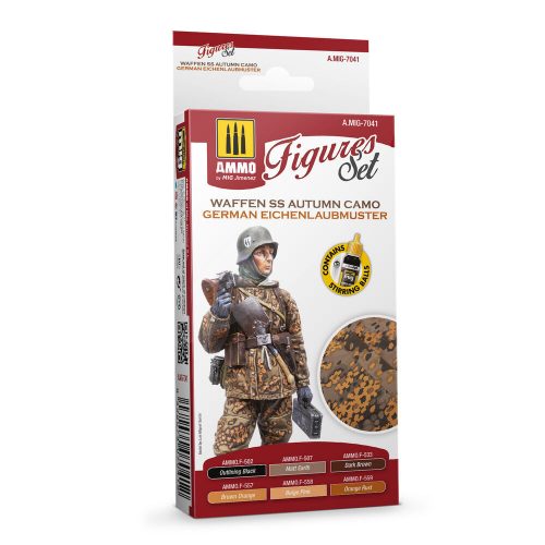 AMMO Waffen SS Autumn Camo. German Einchenlaubmuster Figures Set 4 x 17 ml (A.MIG-7041)