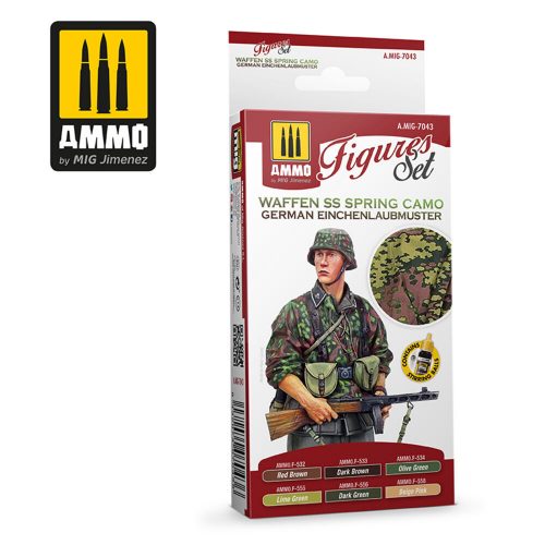 AMMO Waffen SS Spring Camo. German Einchenlaubmuster Figures Set 4 x 17 ml (A.MIG-7043)