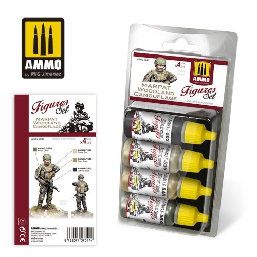 AMMO Marpat Woodland Camouflage Figures Set 4 x 17 ml (A.MIG-7047)