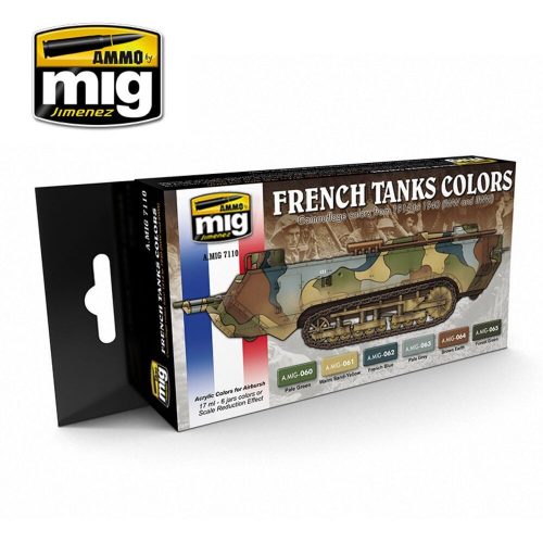 AMMO WWI & WWII French Tanks Colors 6 x 17 ml (A.MIG-7110)