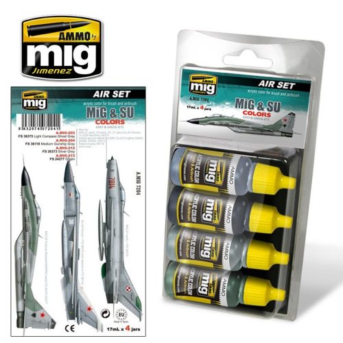 AMMO MiG & SU Colors Grey & Green Jets 4 x 17 ml (A.MIG-7204)