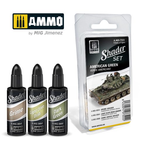 AMMO SHADER Set American Green 4 x 17 ml (A.MIG-7322)