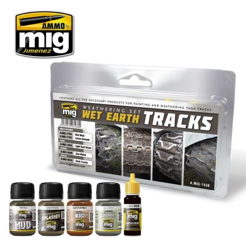 AMMO Wet Earth Tracks Weathering Set 4 x 17 ml (A.MIG-7438)