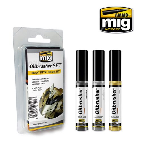 AMMO Bright Metal Colors OILBRUSHER SET (A.MIG-7507)