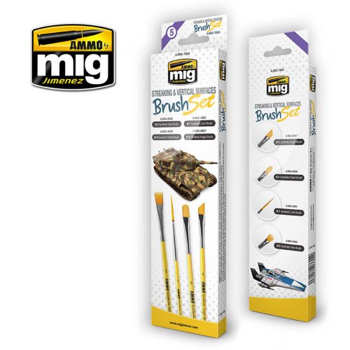 AMMO Streaking and Vertical Surfaces Brush Set (A.MIG-7604)