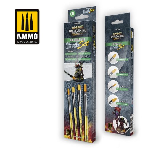 AMMO AMMO WARGAMING UNIVERSE - DRY BRUSH Land Brush Set (A.MIG-7620)