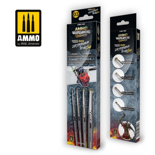 AMMO AMMO WARGAMING UNIVERSE - Miniature Premium DIO DRYBRUSH Brush Set (A.MIG-7622)