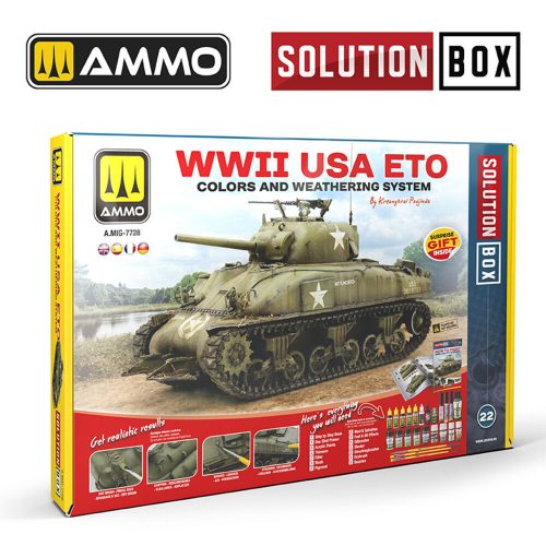 AMMO SOLUTION BOX 20 – WWII USA ETO. Colors and Weathering System (A.MIG-7728)