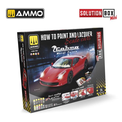 AMMO SOLUTION BOX MINI 24 - How to Paint and Lacquer Scale Cars - COBRA MOTOR PAINTS (A.MIG-7904)