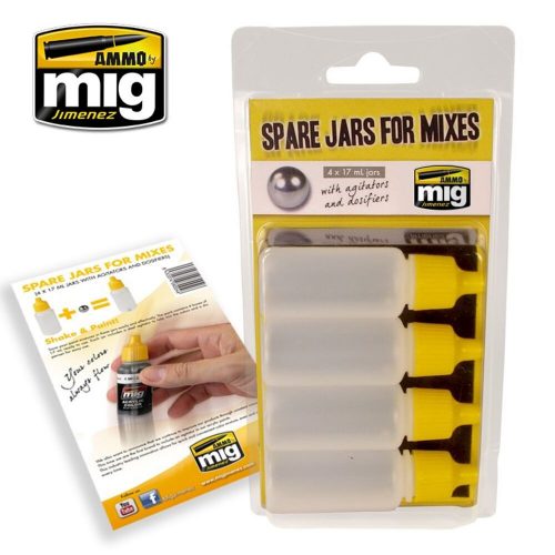 AMMO Spare Jars for Mixes (4 x 17mL jars with agitator and dosifier) (A.MIG-8004)