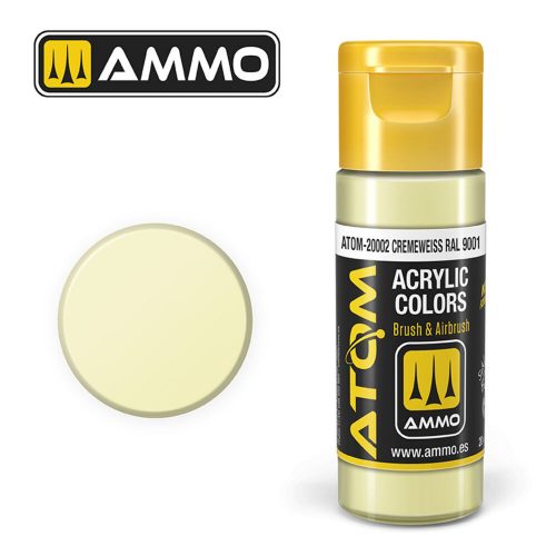 AMMO ATOM COLOR Cremeweiss RAL 9001 Acrylic Paint 20 ml (ATOM-20002)