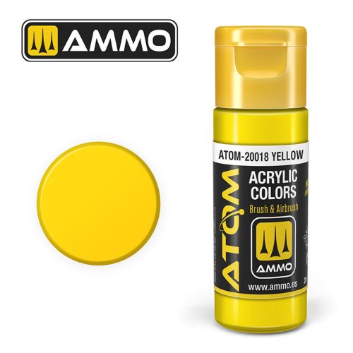 AMMO ATOM COLOR Yellow Acrylic Paint 20 ml (ATOM-20018)