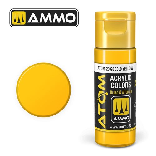 AMMO ATOM COLOR Gold Yellow Acrylic Paint 20 ml (ATOM-20020)