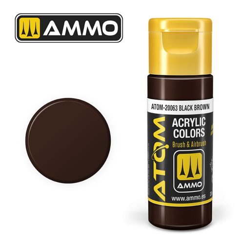 AMMO ATOM COLOR Black Brown Acrylic Paint 20 ml (ATOM-20063)