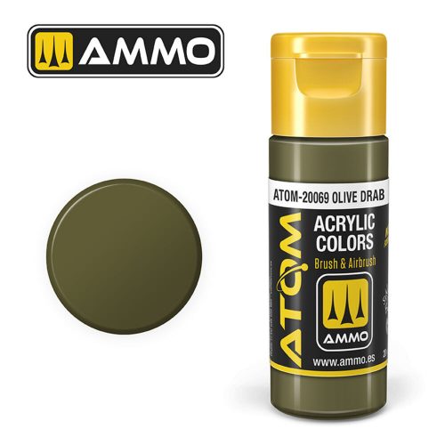 AMMO ATOM COLOR Olive Drab Acrylic Paint 20 ml (ATOM-20069)