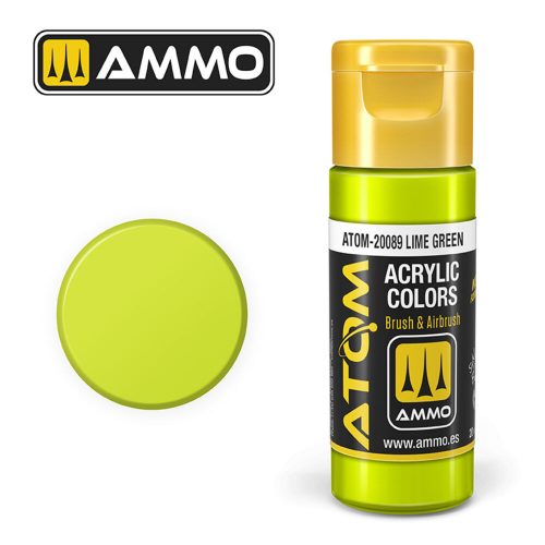 AMMO ATOM COLOR Lime Green Acrylic Paint 20 ml (ATOM-20089)