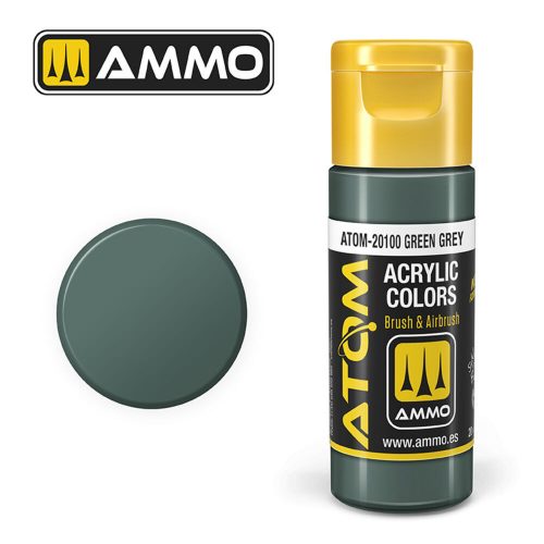 AMMO ATOM COLOR Green Grey Acrylic Paint 20 ml (ATOM-20100)