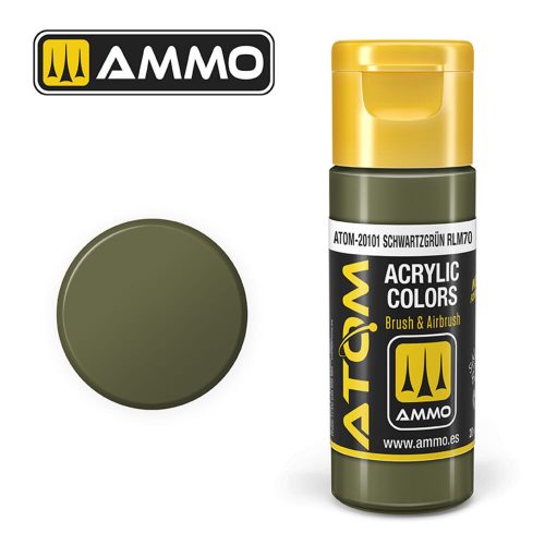 AMMO ATOM COLOR Schwartzgrün RLM70 Acrylic Paint 20 ml (ATOM-20101)