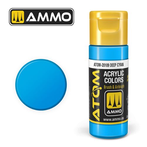 AMMO ATOM COLOR Deep Cyan Acrylic Paint 20 ml (ATOM-20109)