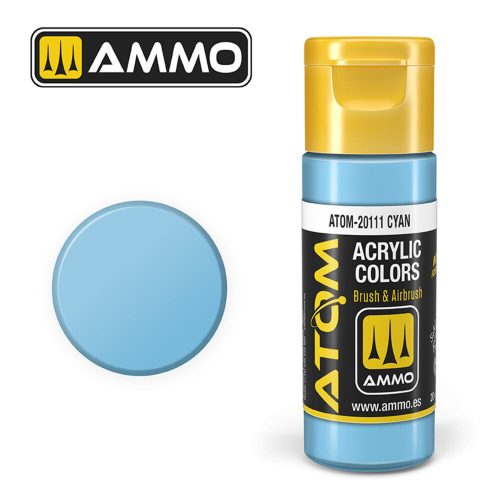 AMMO ATOM COLOR Cyan Acrylic Paint 20 ml (ATOM-20111)